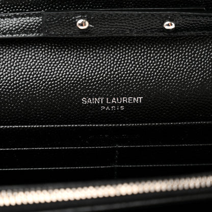 Saint Laurent Grain De Poudre Mixed Matelasse Triquilt Monogram Chain Wallet Black 5 of 8