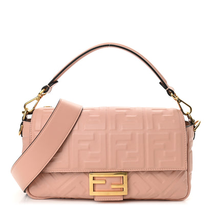 Fendi Nappa FF 1974 Embossed Baguette Rosa Bourbon 1 of 10