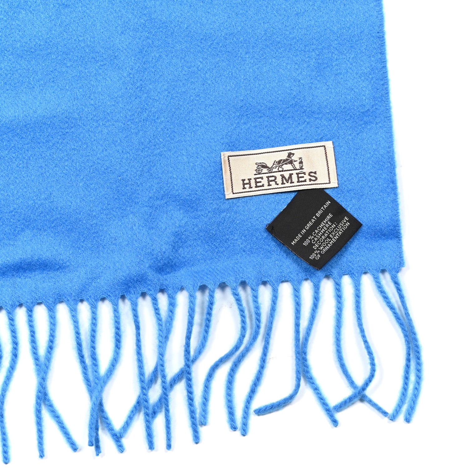 Hermes Cashmere Mr Farrier Patch Detail Muffler Bleu Grec 3 of 5