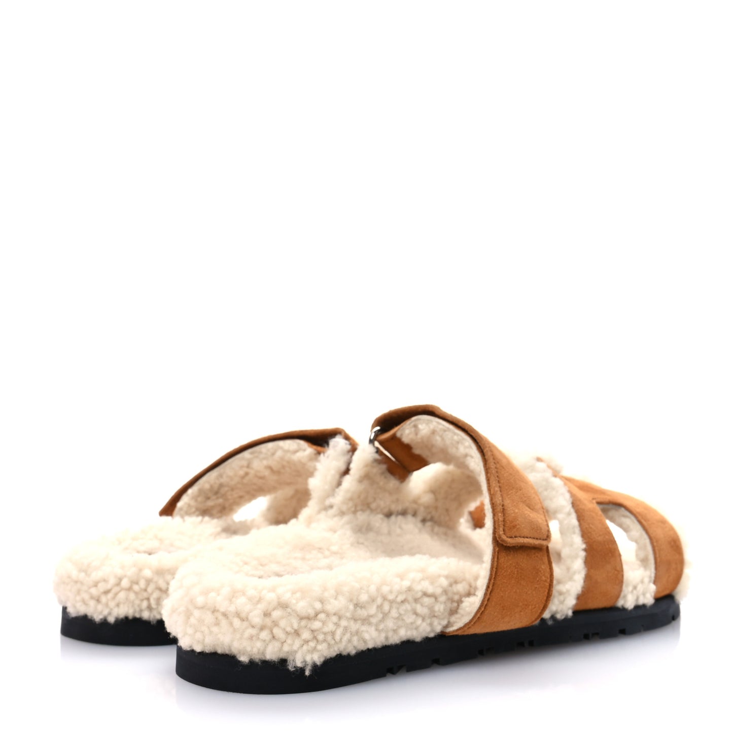 Suede Goatskin Woolskin Womens Chypre Sandals 39 Brun Fume Ecru