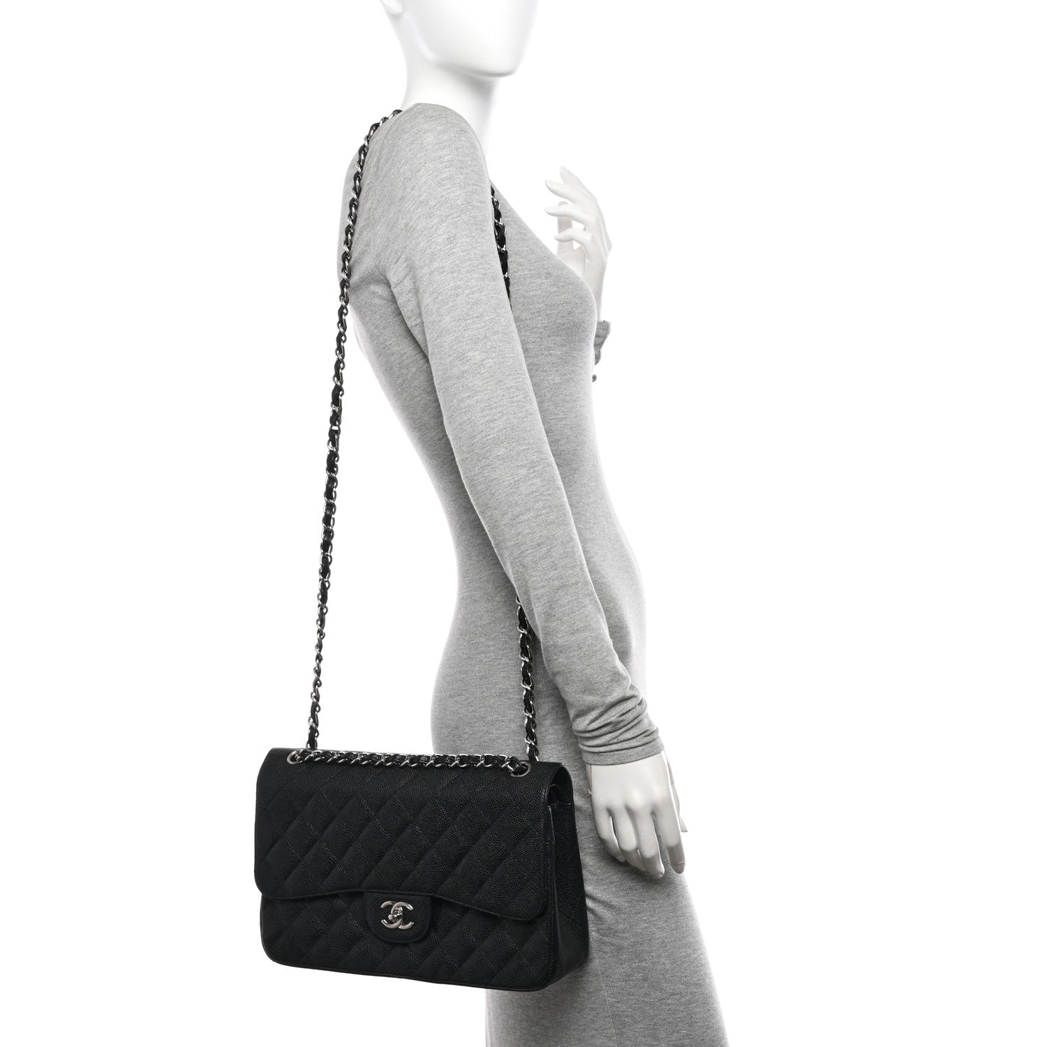 Chanel Caviar Quilted Jumbo Double Flap Black 2 of 11