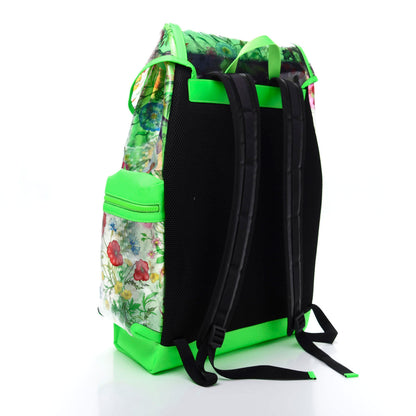 Gucci PVC Floral Double Buckle Backpack Fluo Green 2 of 11