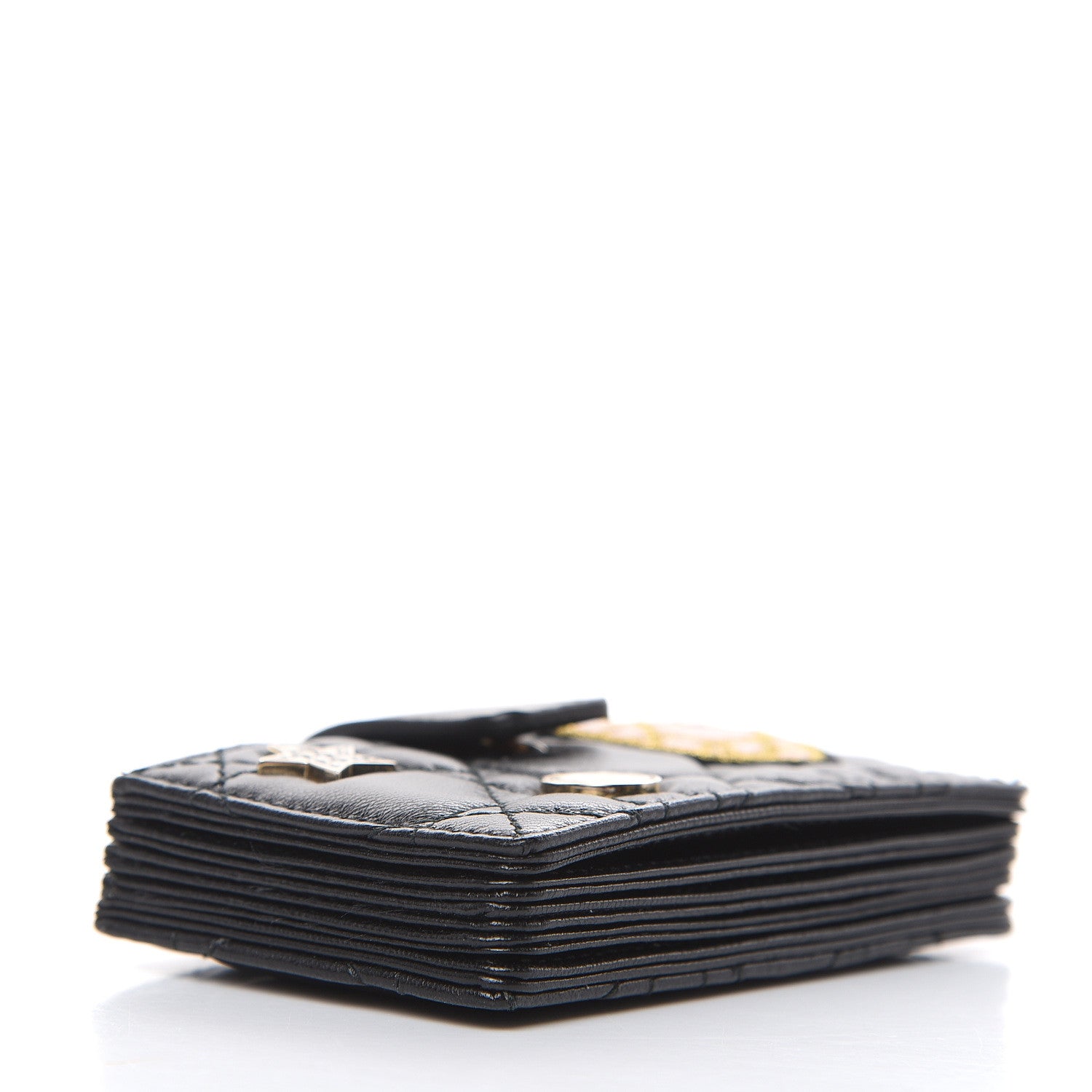 Christian Dior Lambskin Cannage Lucky Badges Lady Dior 5-Gusset Card Holder Black 4 of 8