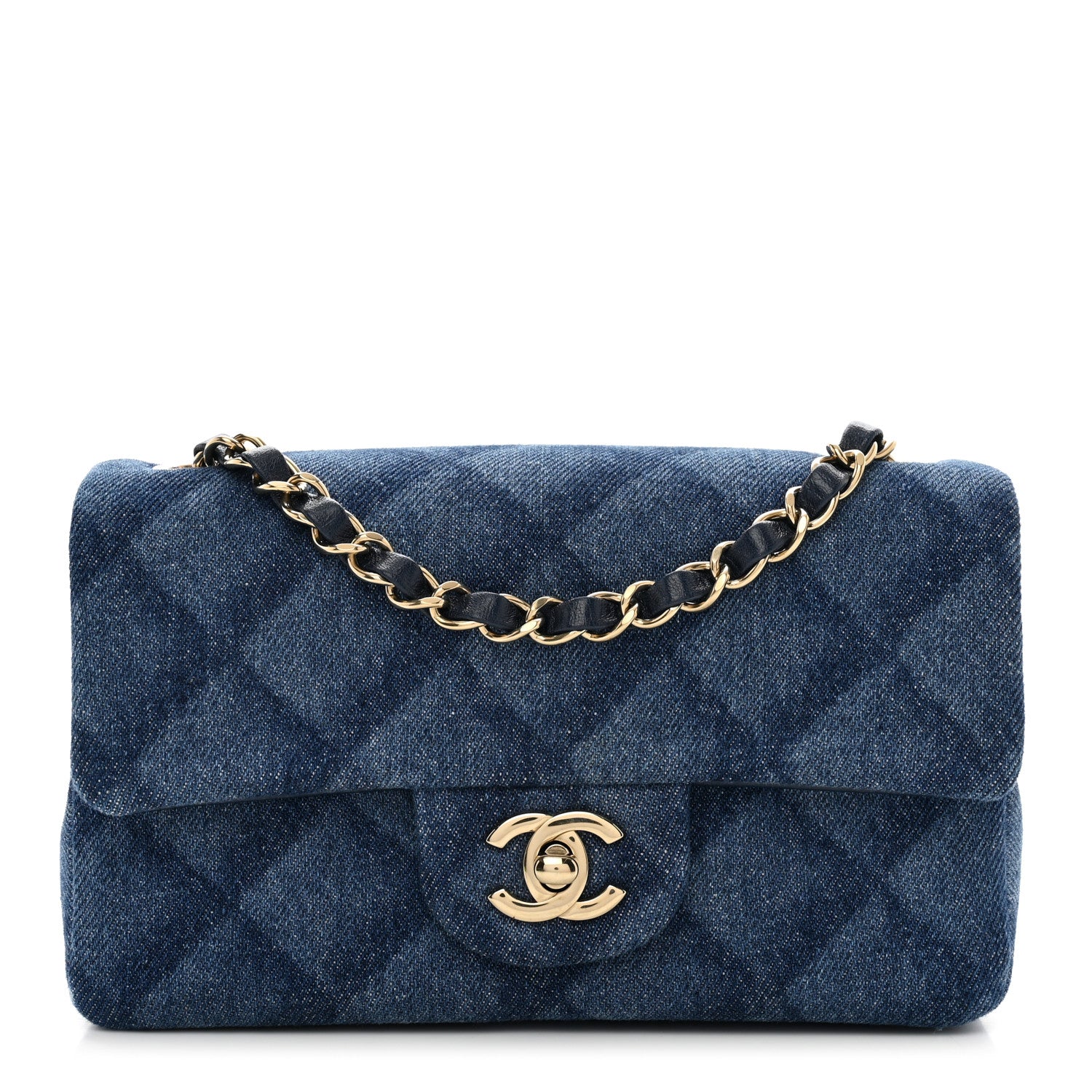 Chanel Printed Denim Quilted Mini Rectangular Flap Dark Blue 1 of 11