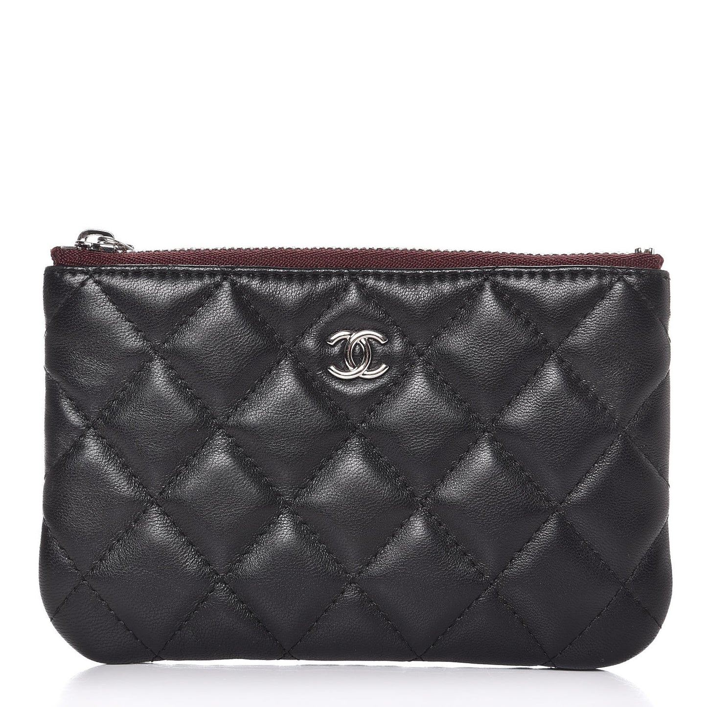 Lambskin Quilted Small Cosmetic Case Black