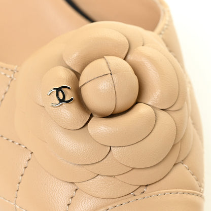 Chanel Lambskin Quilted Camellia Ankle Strap Pumps 36.5 Black 37.5 Beige 14 of 14