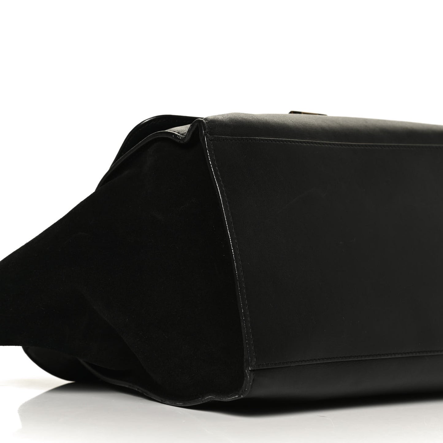 Crocodile Embossed Calfskin Suede Medium Trapeze Black