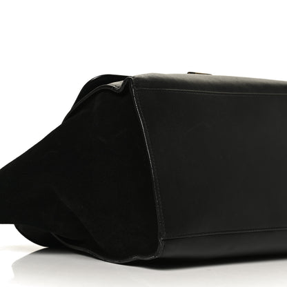 Celine Crocodile Embossed Calfskin Suede Medium Trapeze Black 8 of 15