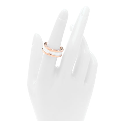 Bulgari 18K Rose Gold White Ceramic B.Zero1 Two-Band Ring 55 7.25 2 of 4