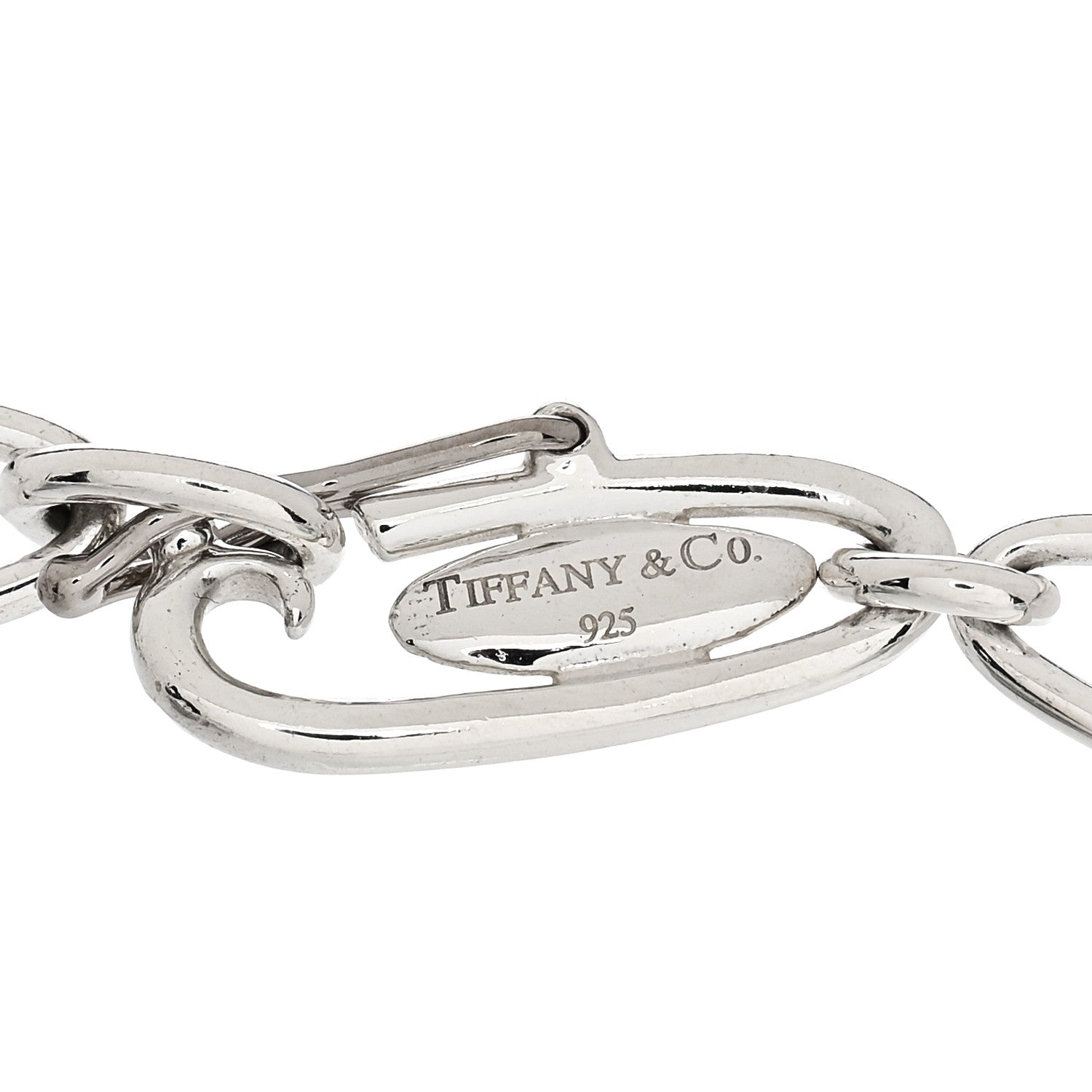 Tiffany Sterling Silver Elsa Peretti Open Heart Oval Link Charm Bracelet 3 of 4