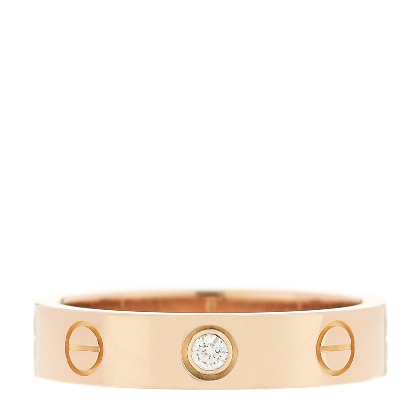 18K Pink Gold Diamond 4mm LOVE Wedding Band Ring 50 5.25