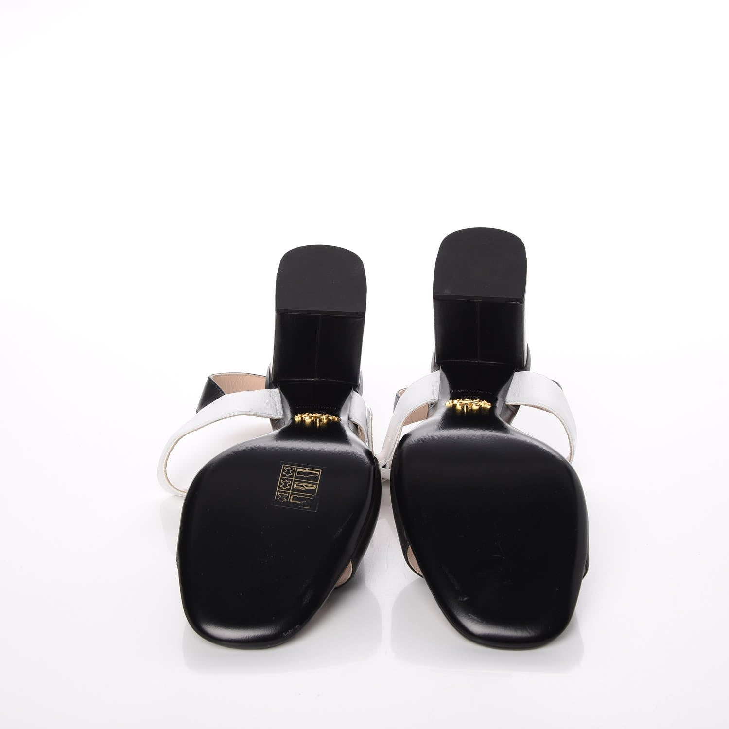 Prada Vitello Lux Bicolor Block Heel Sandals 38.5 Black White 6 of 11