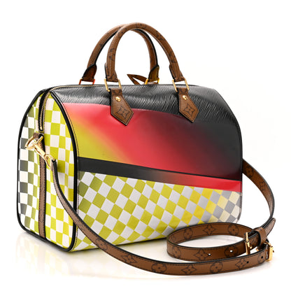 Louis Vuitton Epi Reverse Monogram Damier Race Speedy Bandouliere 30 Black Yellow 3 of 13