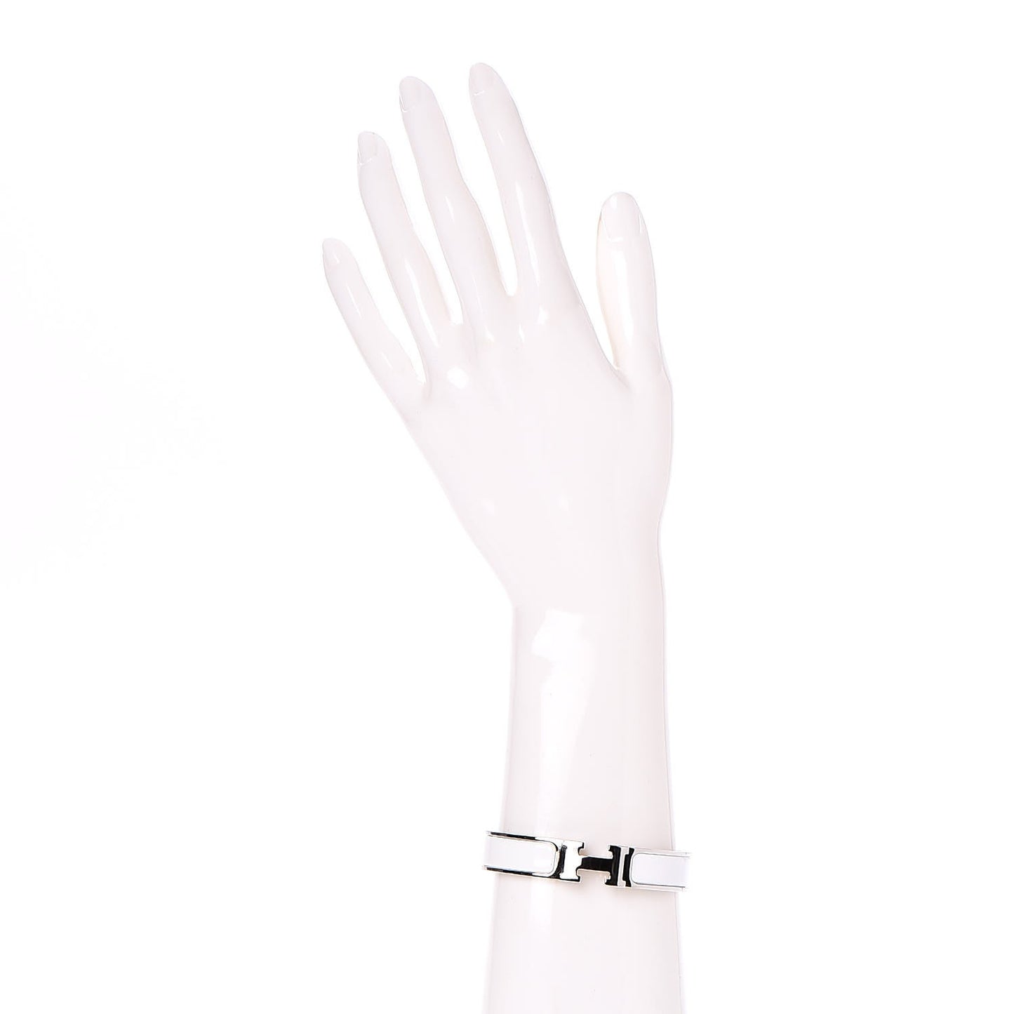 Enamel Narrow Clic Clac H Bracelet PM White