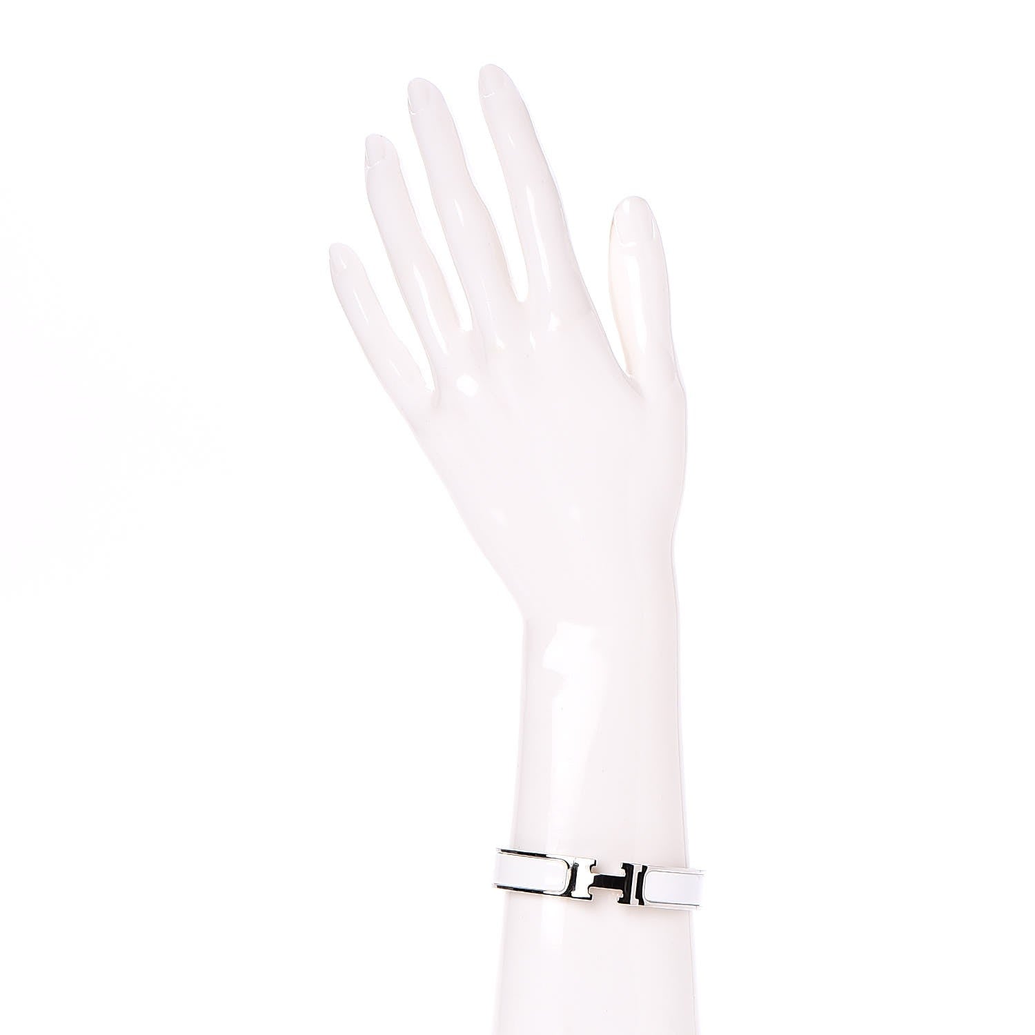 Hermes Enamel Narrow Clic Clac H Bracelet PM White 2 of 6