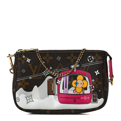 Louis Vuitton Monogram 2019 Christmas Animation Mini Courchevel Pochette Accessories Fuchsia 1 of 8