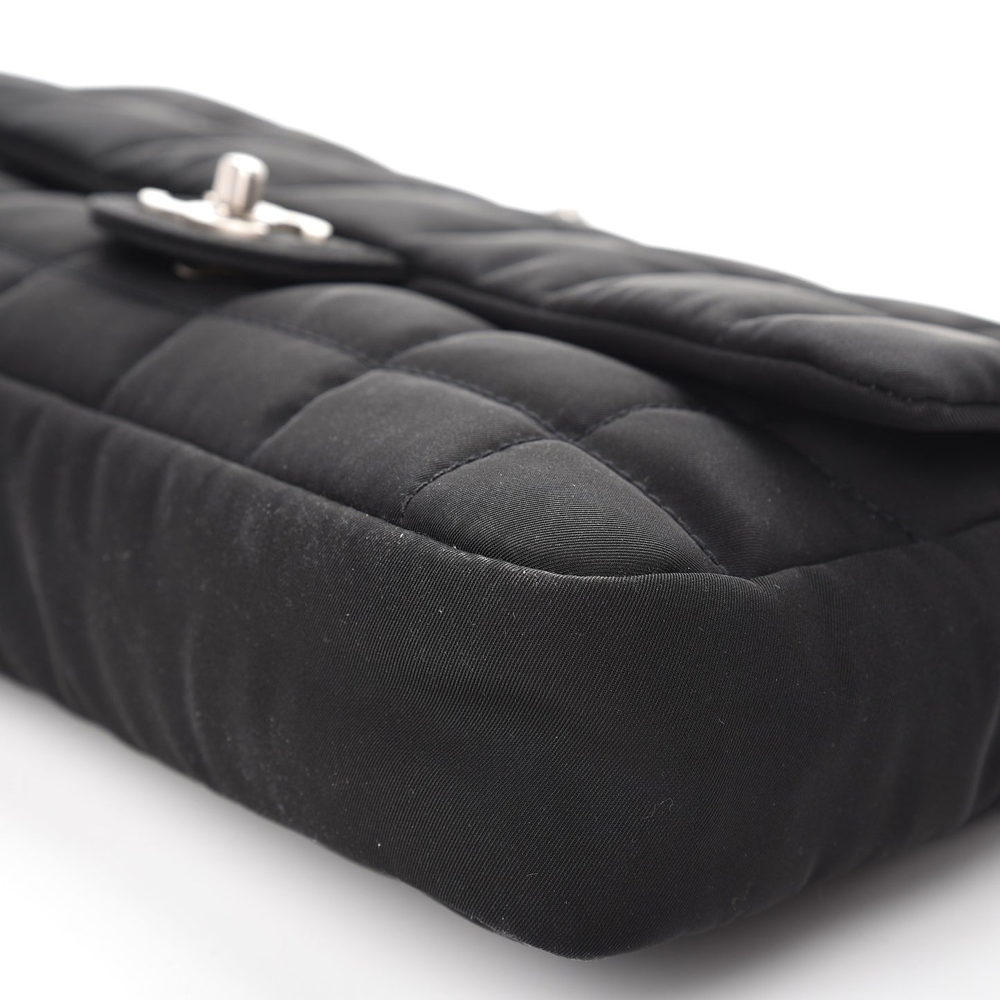 Nylon Square Quilted Flap Black