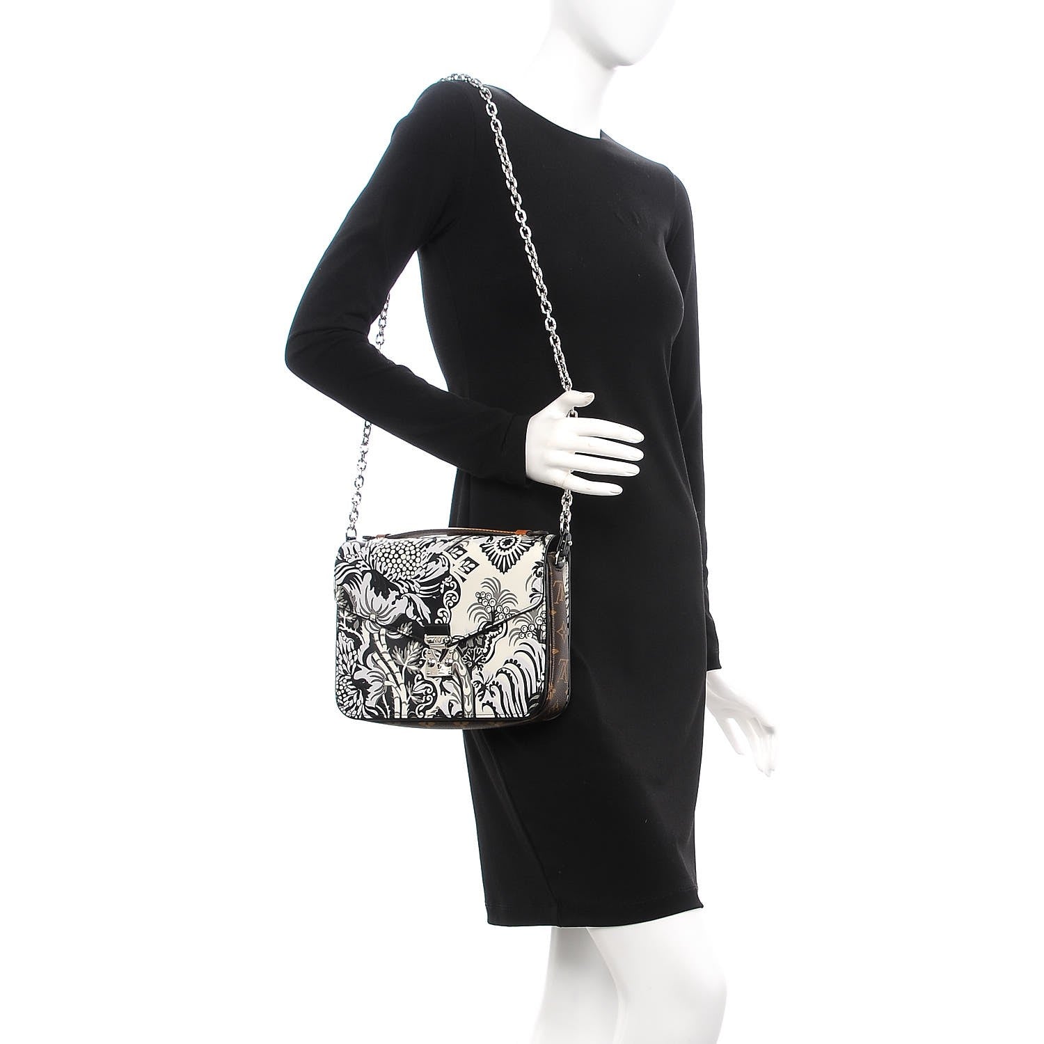 Louis Vuitton Epi Monogram Floral Pochette Metis Black White 2 of 8