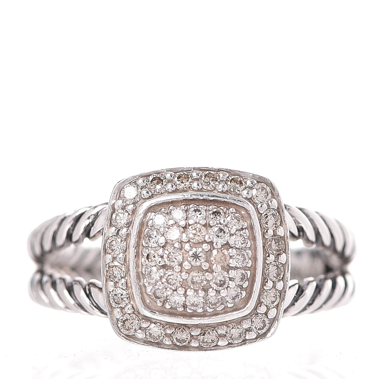 David Yurman Sterling Silver Diamond 7mm Petite Albion Pave Ring 52 6 1 of 5