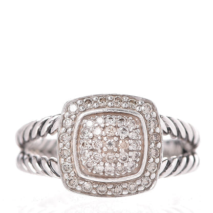 David Yurman Sterling Silver Diamond 7mm Petite Albion Pave Ring 52 6 1 of 5
