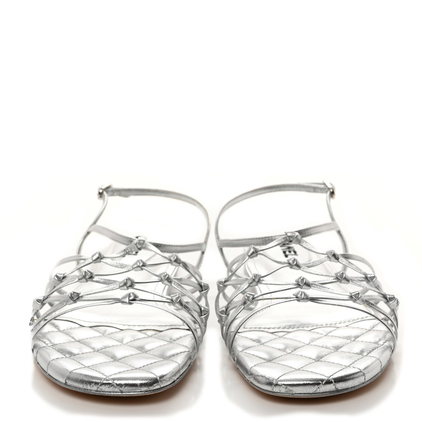 Lambskin CC Sandals 40.5 Silver