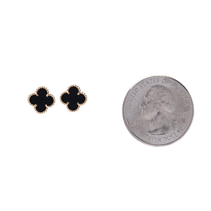 Van Cleef & Arpels 18K Yellow Gold Black Onyx Sweet Alhambra Earrings 2 of 7