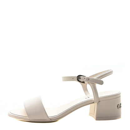 Chanel Lambskin Logo Ankle Strap Sandals 36 White 1 of 9