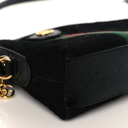 Gucci Suede Patent Web GG Small Ophidia Dome Shoulder Bag Black 7 of 8