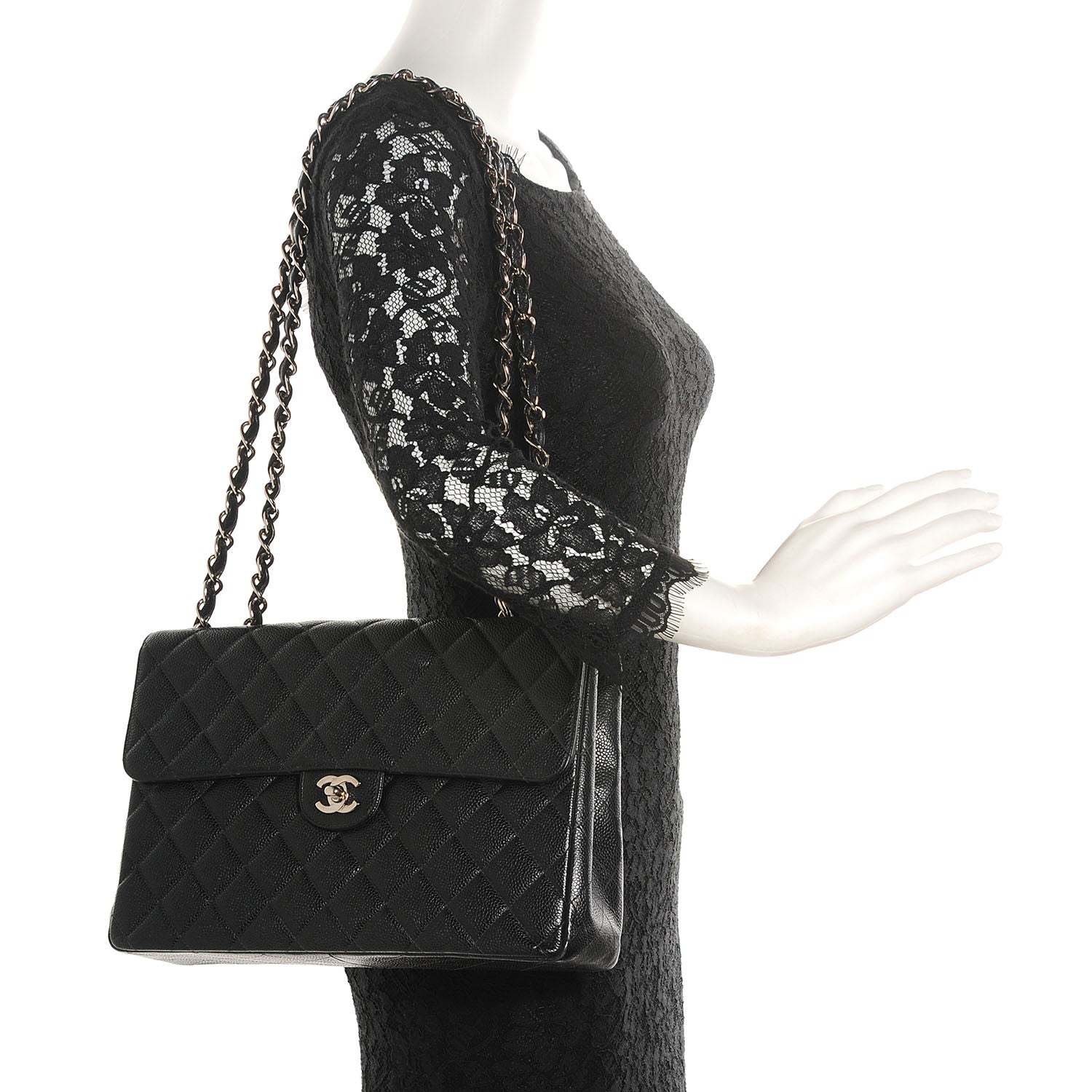 Chanel Caviar Quilted Jumbo Single Flap Black 2 of 8