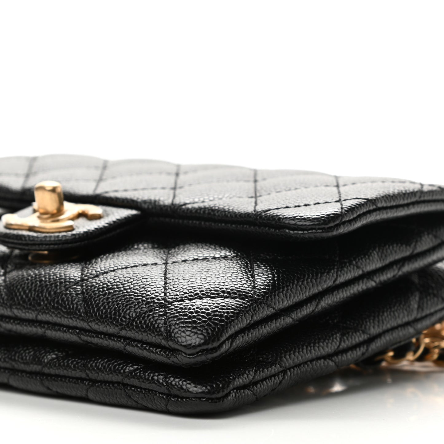 Shiny Caviar Pick Me Up Flap Belt Bag Black