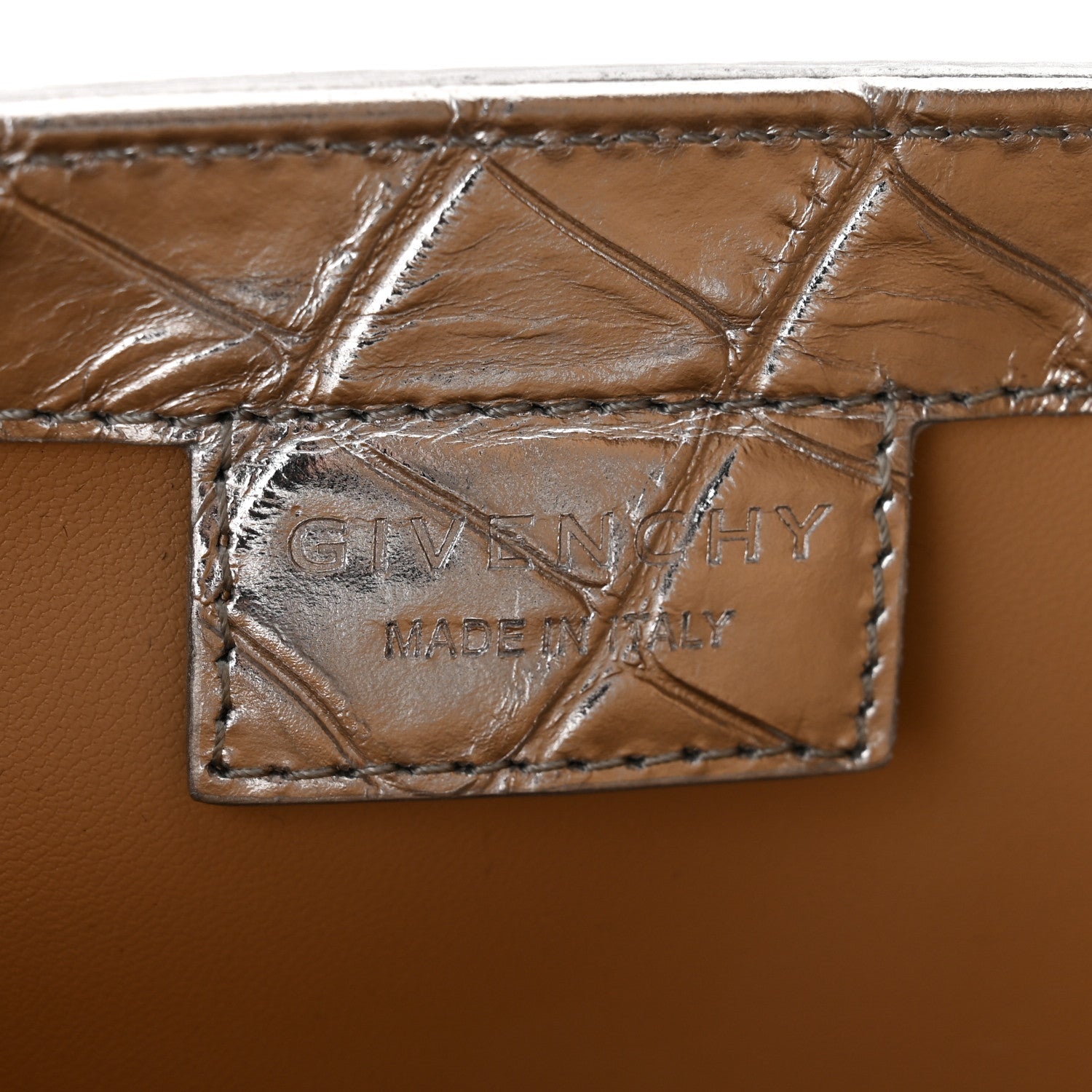 Givenchy Metallic Calfskin Croc Embossed Small Cut Out Shoulder Bag Silver 6 of 10