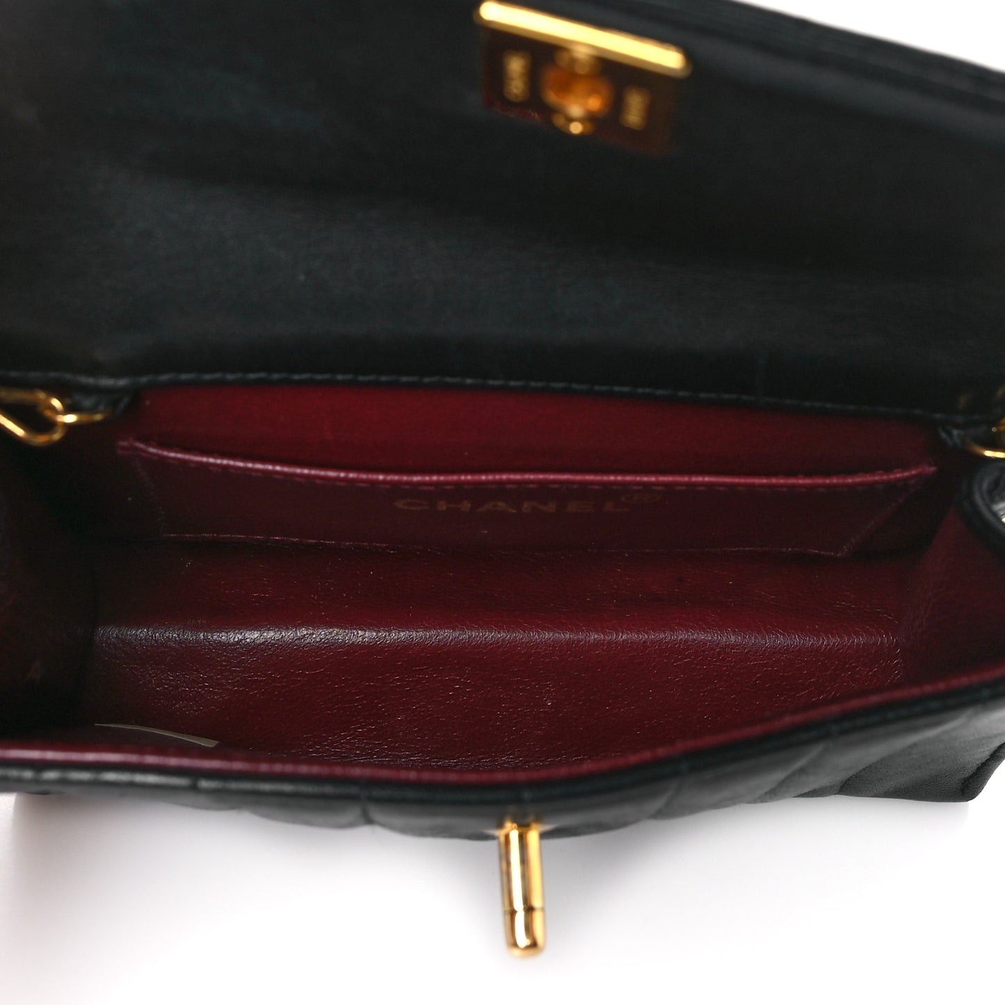 Lambskin Vertical Quilted Mini Flap Black