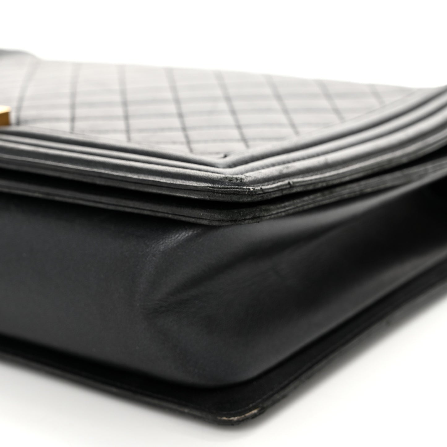 Lambskin Quilted Large Boy Flap Black