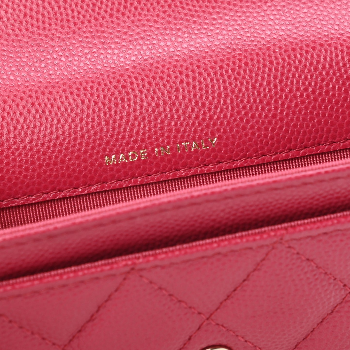 Caviar Quilted Flap Card Holder Wallet Dark Pink