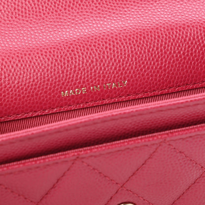 Chanel Caviar Quilted Flap Card Holder Wallet Dark Pink 7 of 9