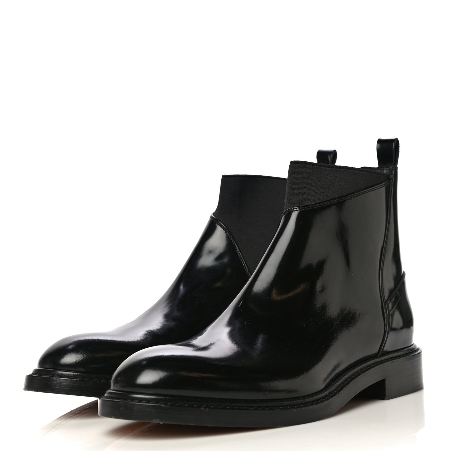 Patent Calfskin Rockstud Chelsea Ankle Boots 41 Black