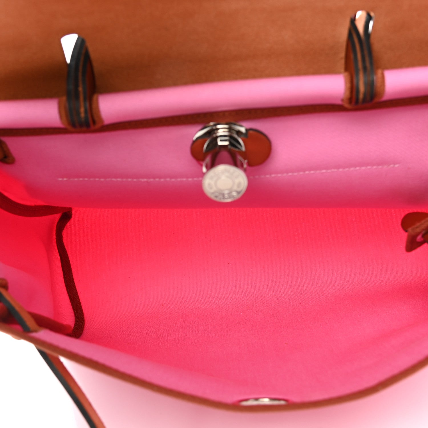 Hermes Military Toile Vache Hunter Herbag Zip Retourne PM 31 Bubblegum 6 of 13