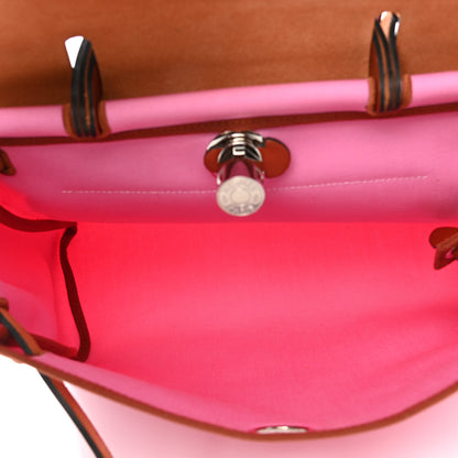 Hermes Military Toile Vache Hunter Herbag Zip Retourne PM 31 Bubblegum 6 of 13