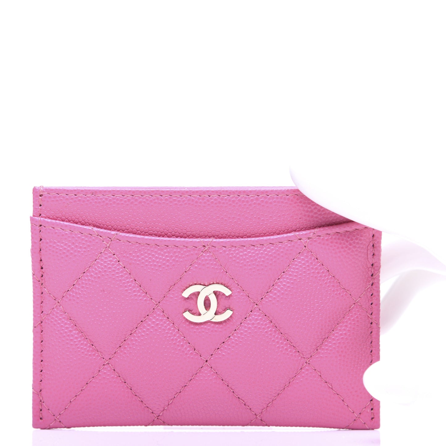 Caviar Quilted Card Holder Pink