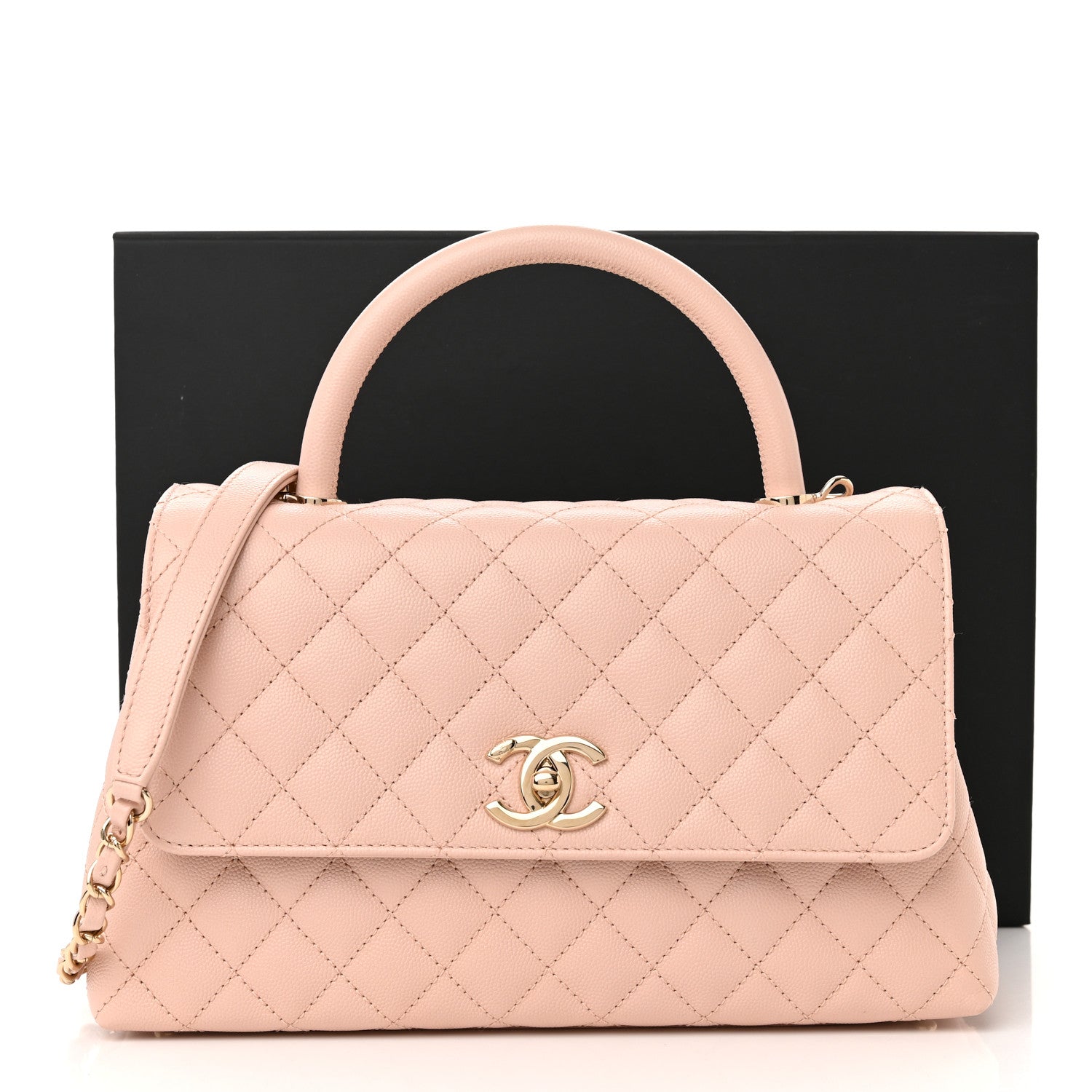 Chanel Caviar Quilted Small Coco Handle Flap Light Pink 12 of 12