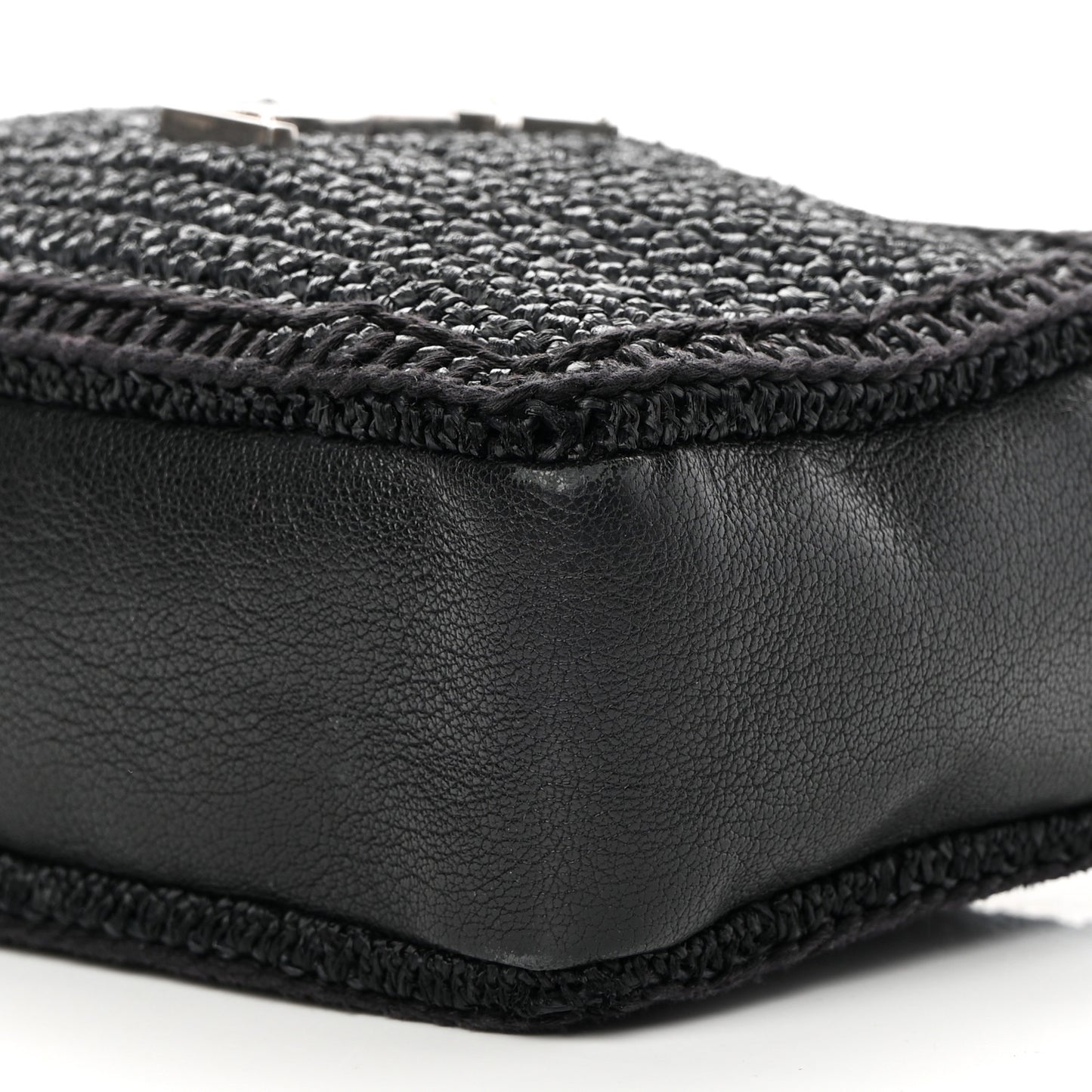 Raffia Canvas Monogram Lou Camera Bag Black