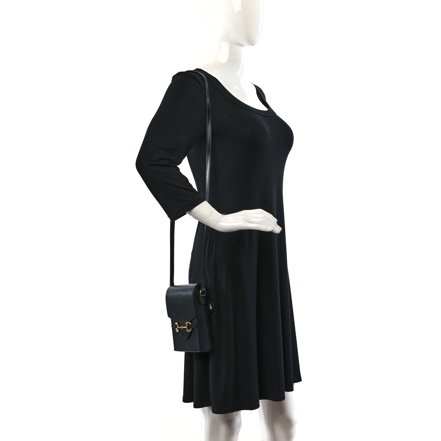 Boarded Plutone Calfskin Mini Horsebit 1955 Crossbody Bag Black