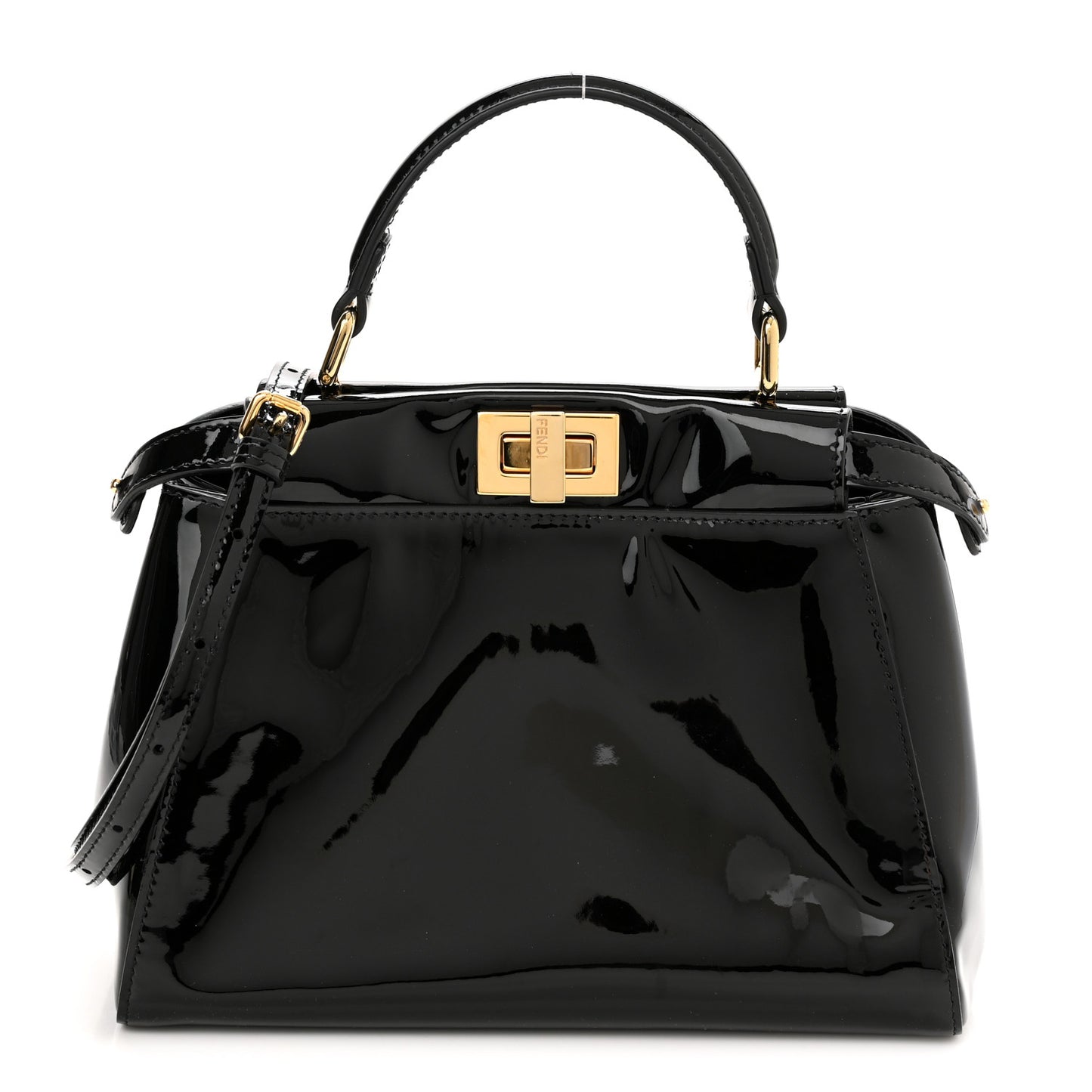 Vitello Vernice Mou Mini Peekaboo Iconic Satchel Black