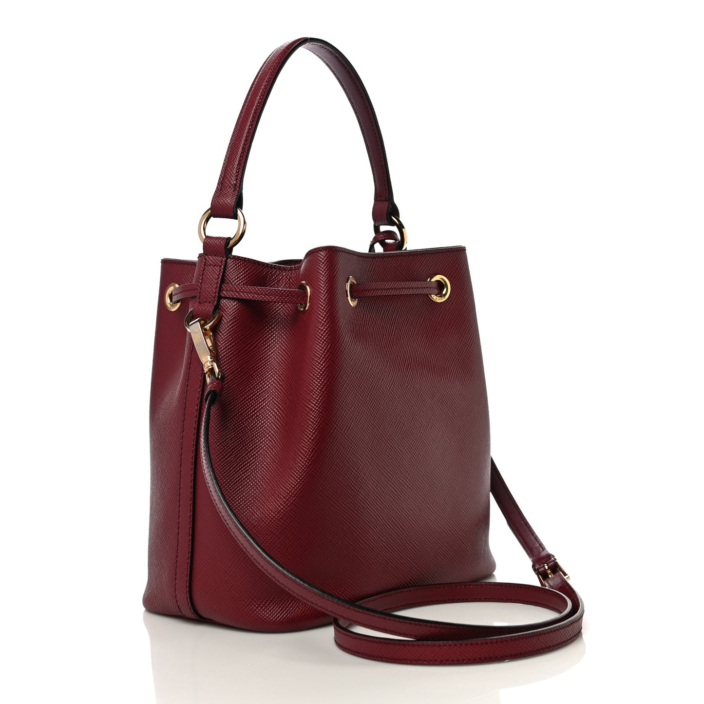Saffiano Cuir Bucket Bag Cerise