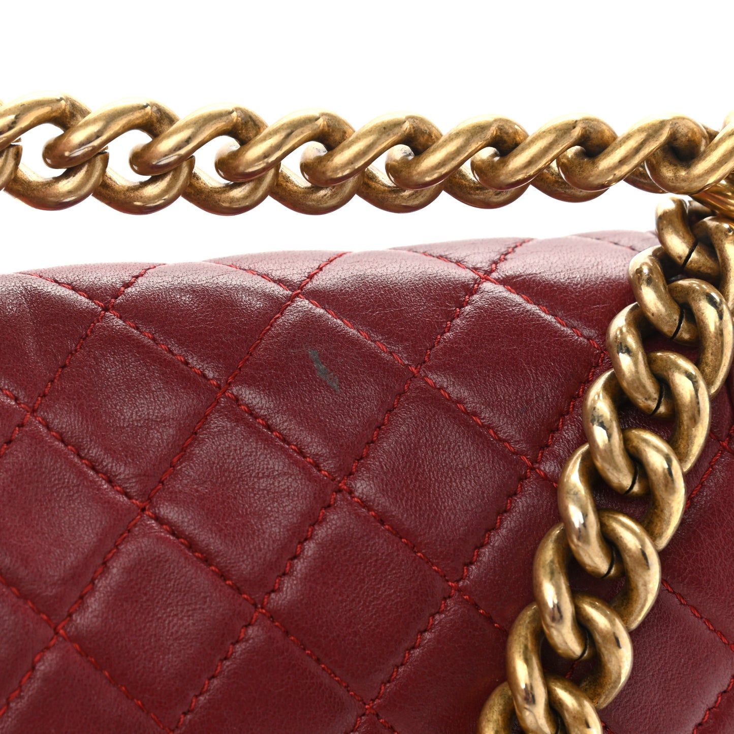Calfskin Quilted Medium Boy Flap Red