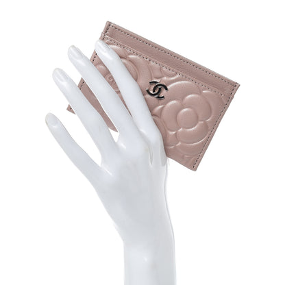 Chanel Goatskin Camellia Embossed Card Holder Light Pink 2 of 9