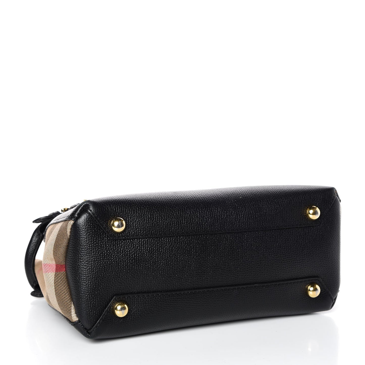 Grainy Calfskin House Check Small Banner Tote Black