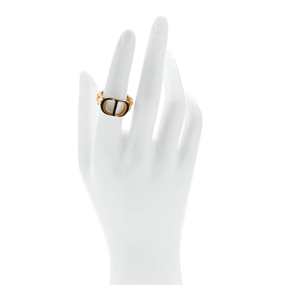 Christian Dior Metal Enamel Chain Ring L Black Gold 2 of 5