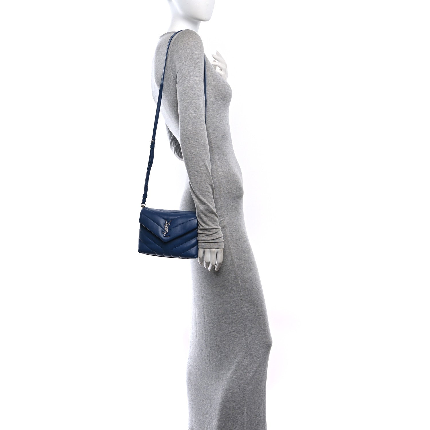 Saint Laurent Calfskin Y Quilted Monogram Toy Loulou Crossbody Bag Denim 2 of 10