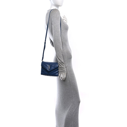 Saint Laurent Calfskin Y Quilted Monogram Toy Loulou Crossbody Bag Denim 2 of 10